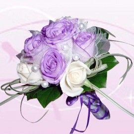 6 Purple 6 White Roses Special Hand Bouquet