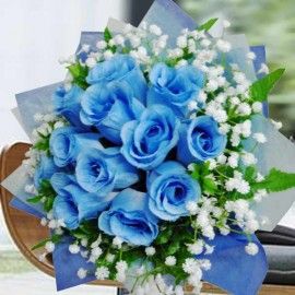 Artificial Blue Roses Hand Bouquet