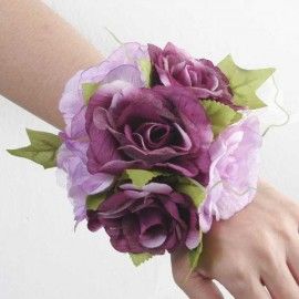 Artificial Purple Roses Wedding Wristlet