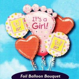 Add On First Footstep Baby Girl Balloon Bouquet ( 5pcs )