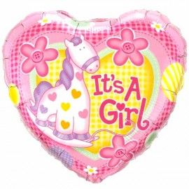 Add On Horsie "It's A Girl!" Balloon (Heart-Shaped)