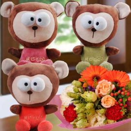 Choose One (Me Too ) Bear 18cm with Flower Bouquet