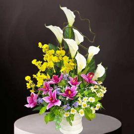 Artificial Orchids & Calla Lily Table Arrangement