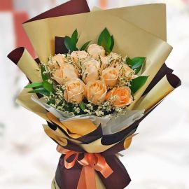 12 Champagne Roses Handbouquet