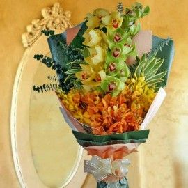 Cymbidium & Mokara Orchids Hand Bouquet 