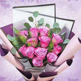Special Color Purple Roses Hand Bouquet Singapore Delivery