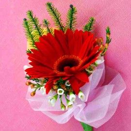 Red Gerbera Corsage ( Add-On Only, No Delivery ) 