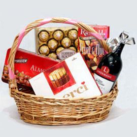 Red Wine & Mixed Chocolate In Basket 