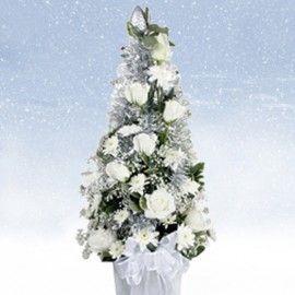 White Cone Christmas Table Flower Arrangement 